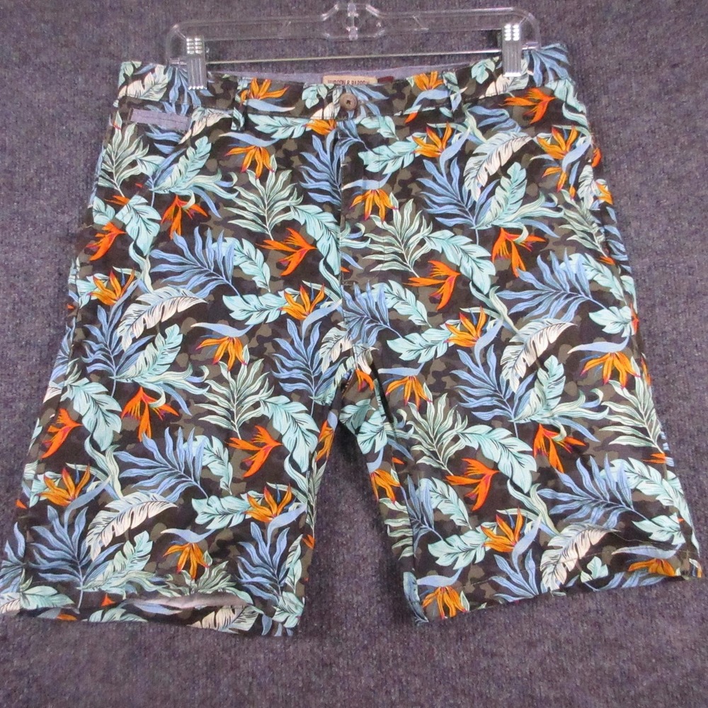 Hudson & Barrow Shorts Mens 33 Multicolor Floral 8" Inseam Chino Tropical Beach